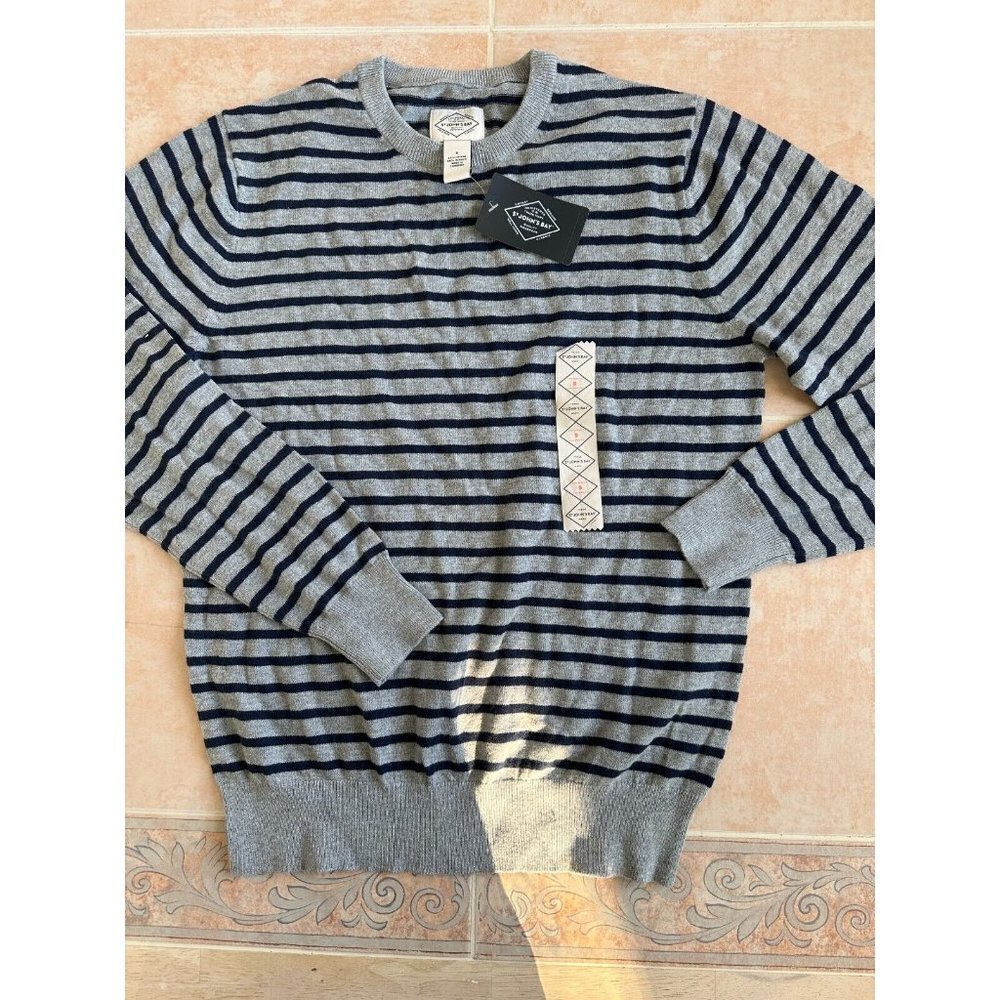 St John's Bay Grey Heathers Stripe Sweater men‎ size S